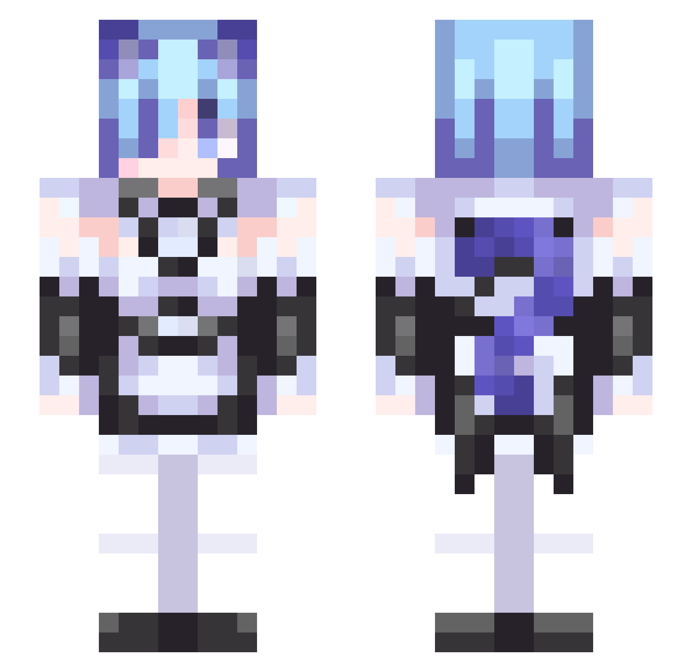 Relm520 Minecraft skin, front and back view