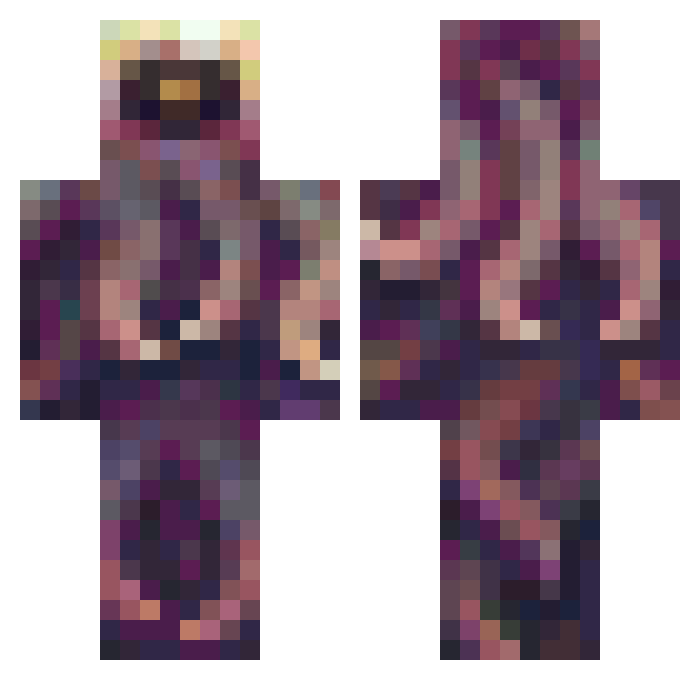 damascene Minecraft skin, front and back view