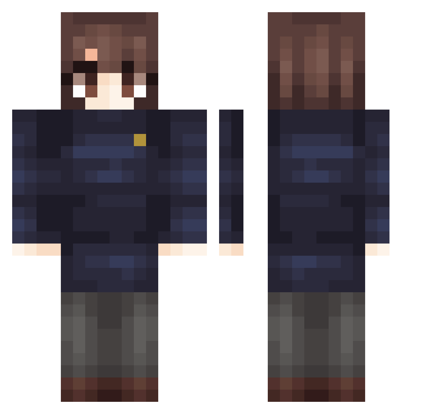 Unstynt Minecraft skin, front and back view