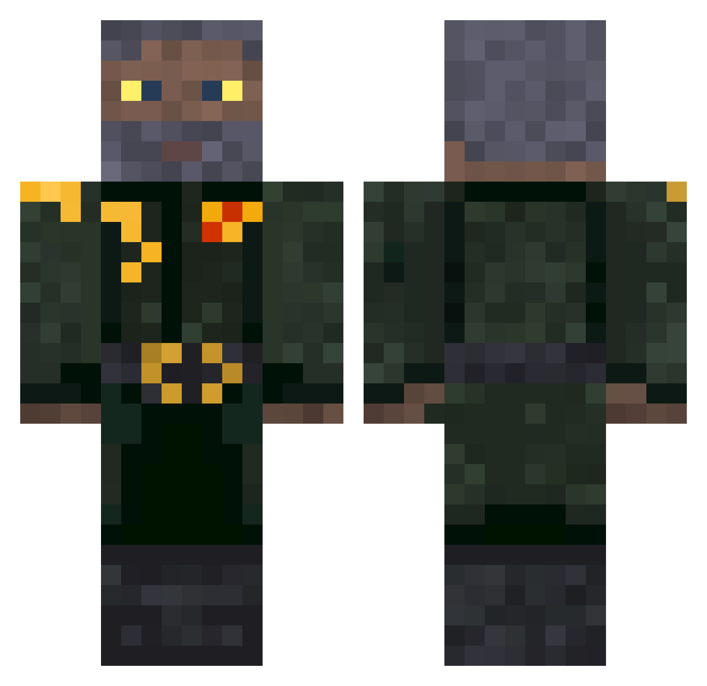 usr_rusty Minecraft skin, front and back view
