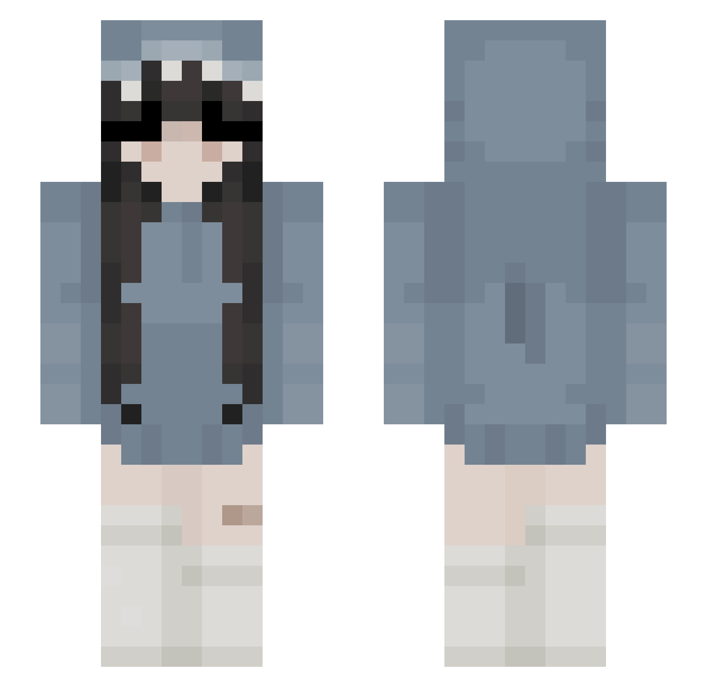 ambecile Minecraft skin, front and back view