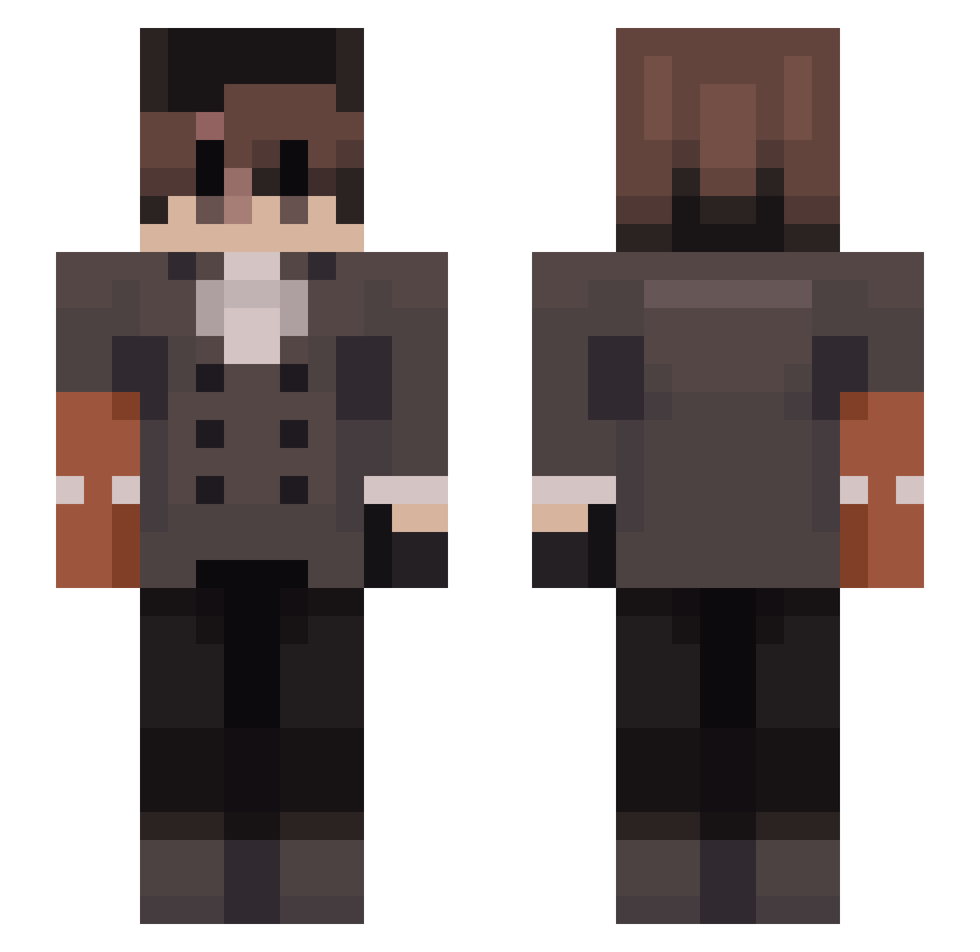 Bergentruckung13 Minecraft skin, front and back view