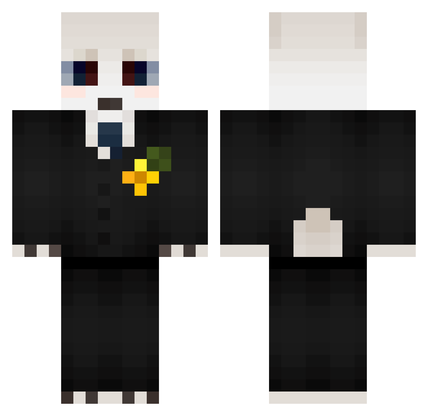 Lixamyre Minecraft skin, front and back view