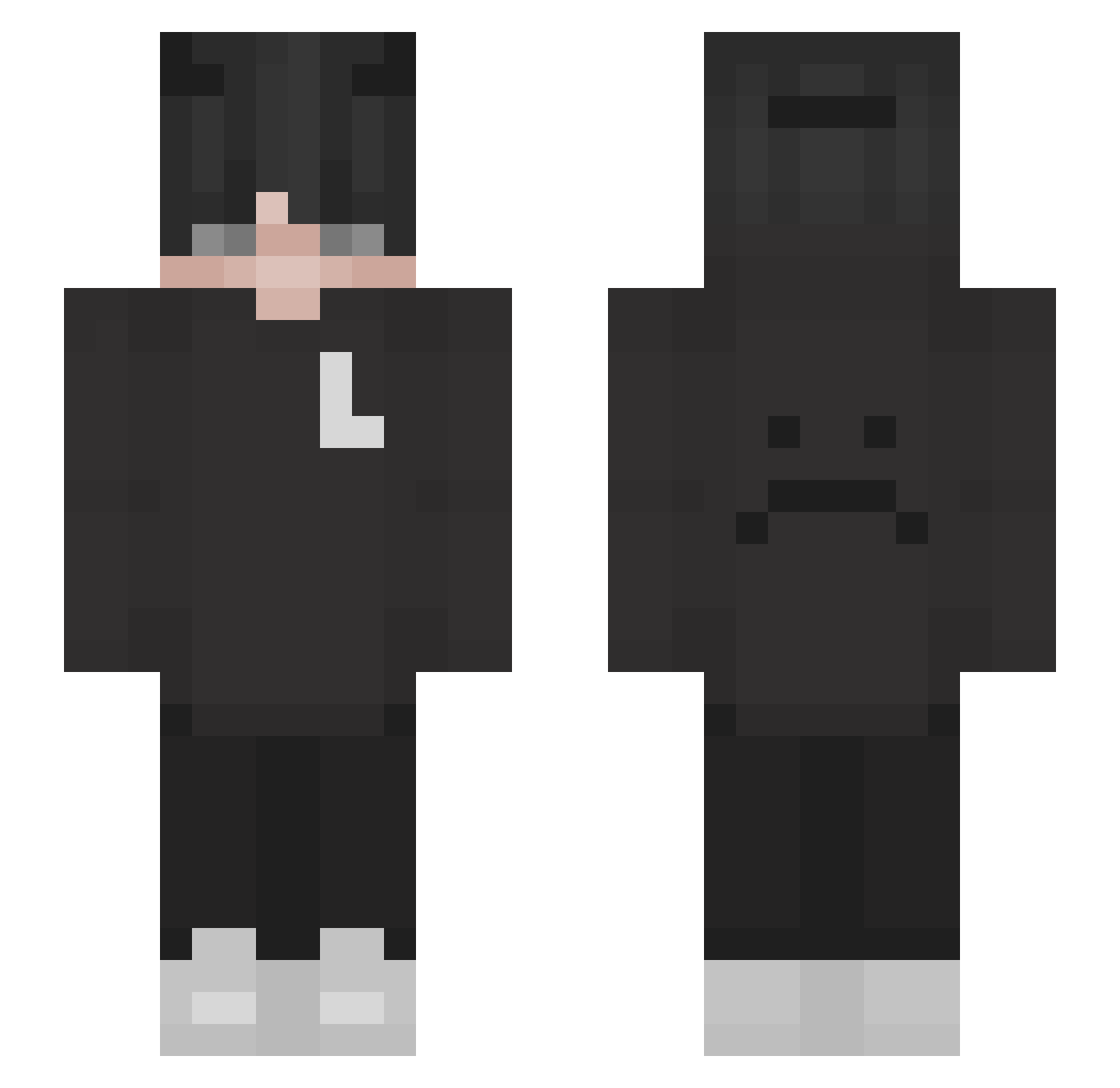 Differentiate Minecraft skin, front and back view