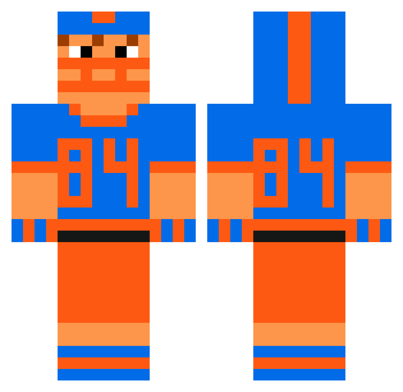 joeyfergalicious Minecraft skin, front and back view