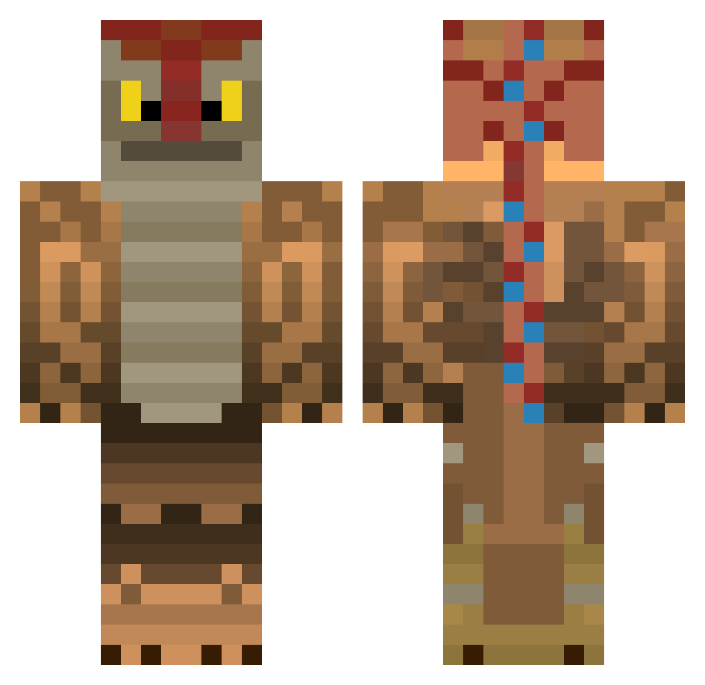 biaria Minecraft skin, front and back view