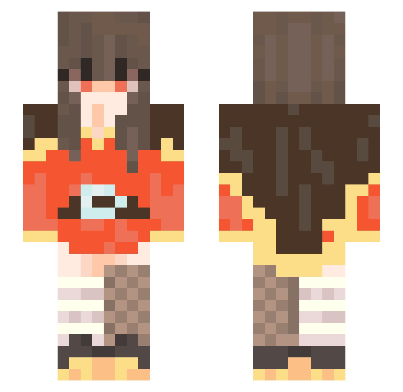 TiaoAMO Minecraft skin, front and back view