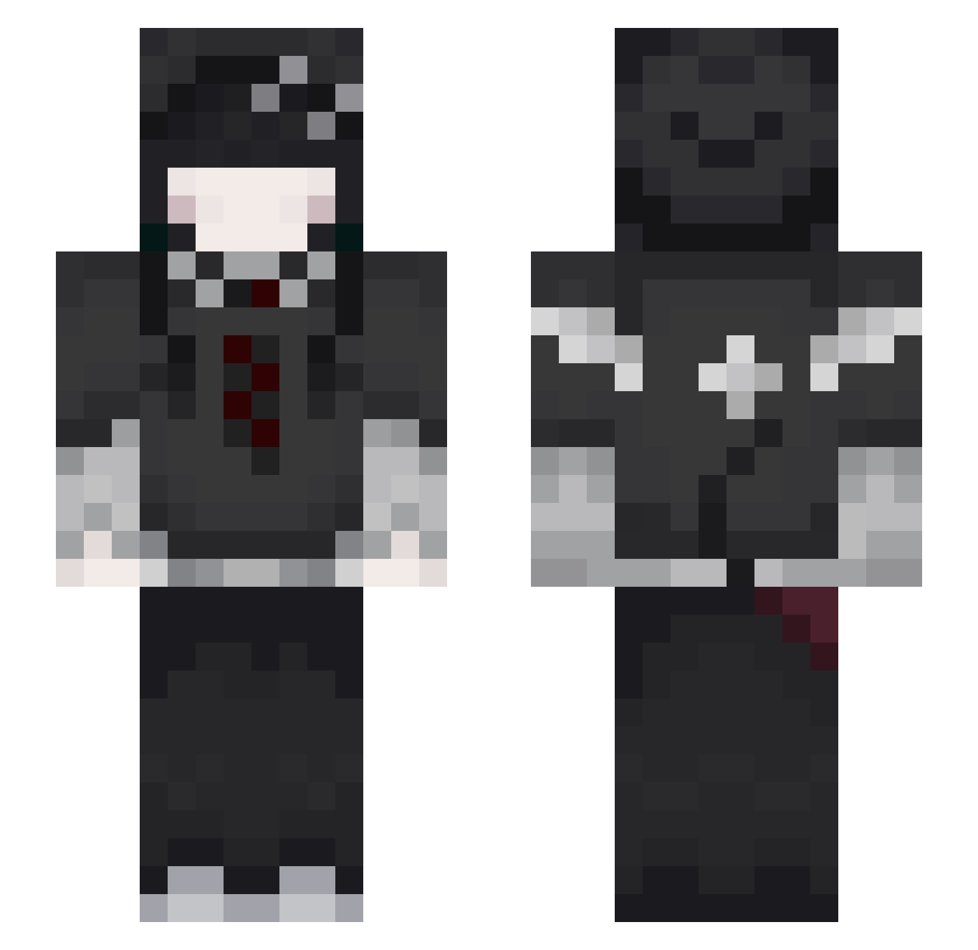 mobk1 Minecraft skin, front and back view