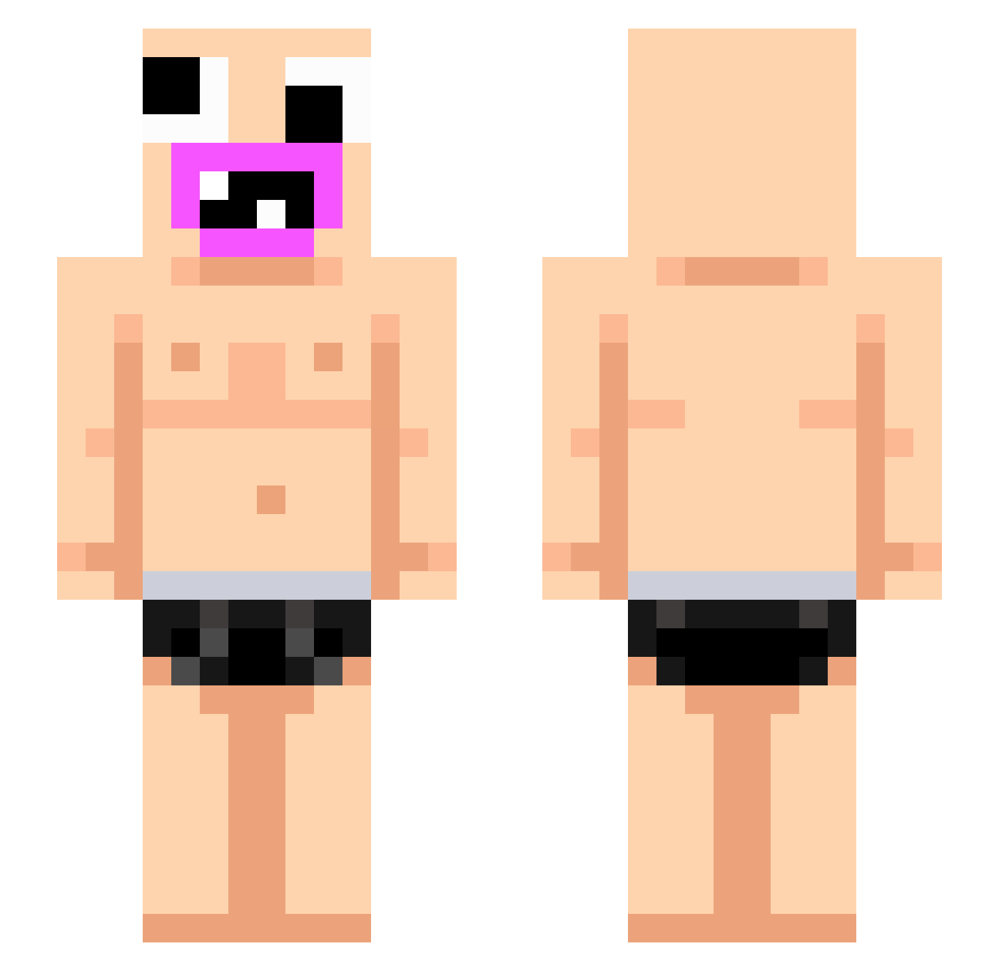 GlocksInMyBum Minecraft skin, front and back view