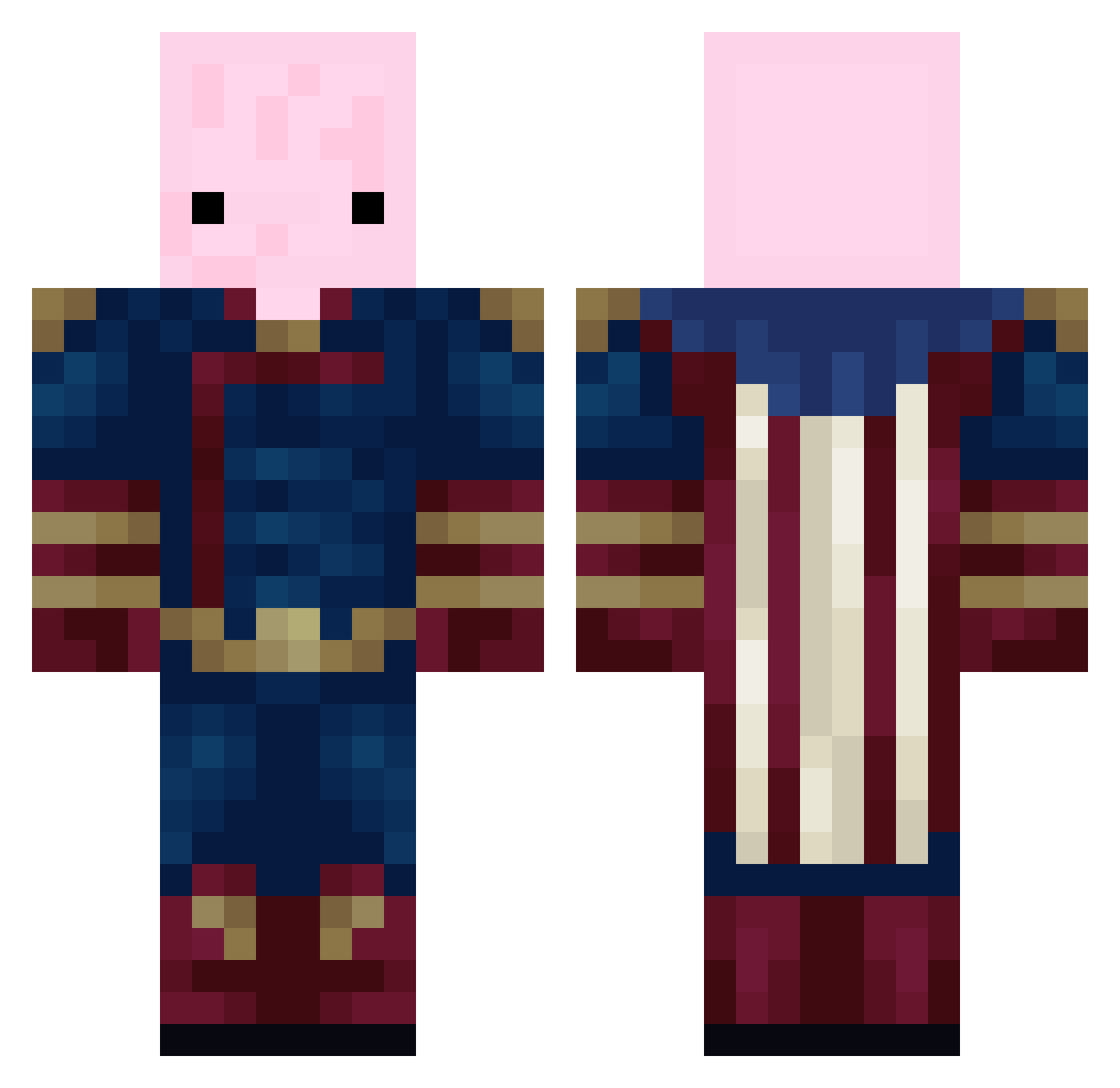 1ArtIron Minecraft skin, front and back view