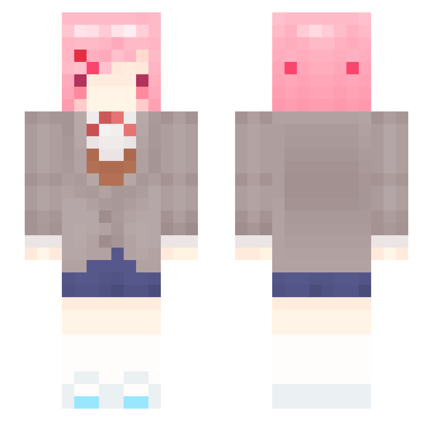 wraro Minecraft skin, front and back view