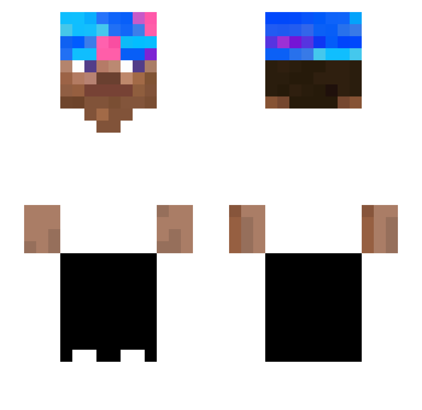 SmallVilleCope Minecraft skin, front and back view