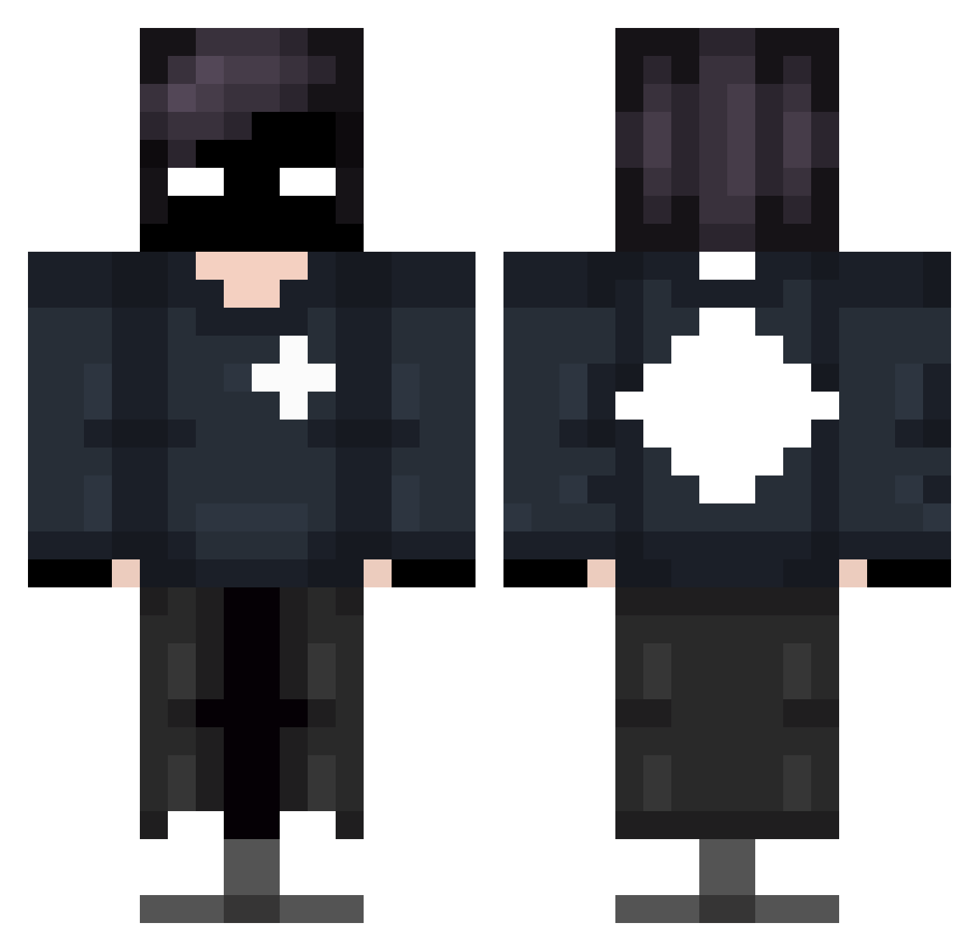 Starlitraccoon Minecraft skin, front and back view