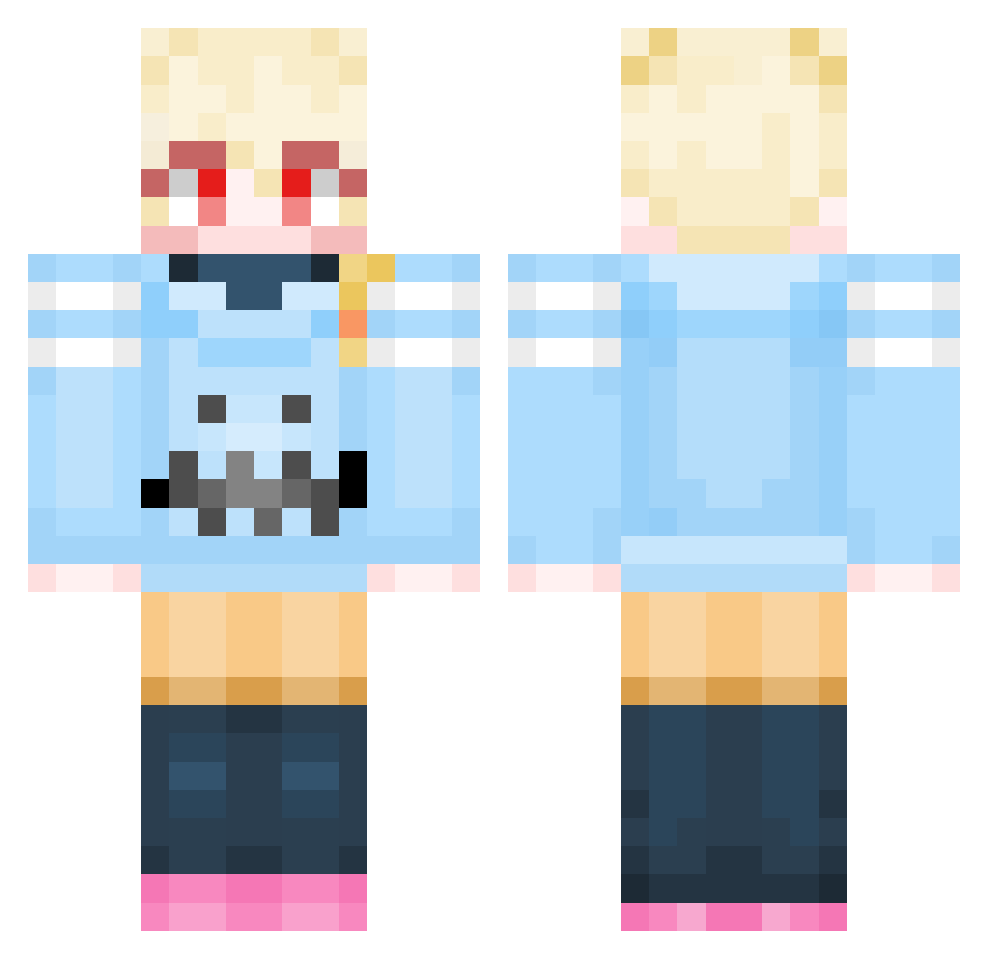 intablue Minecraft skin, front and back view
