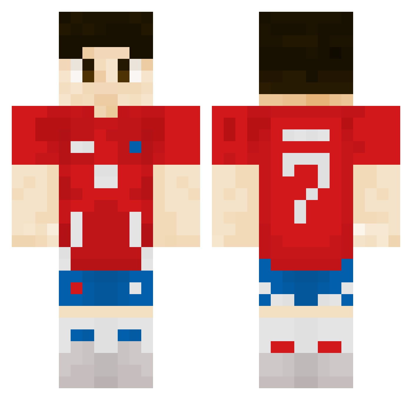 JPConte Minecraft skin, front and back view