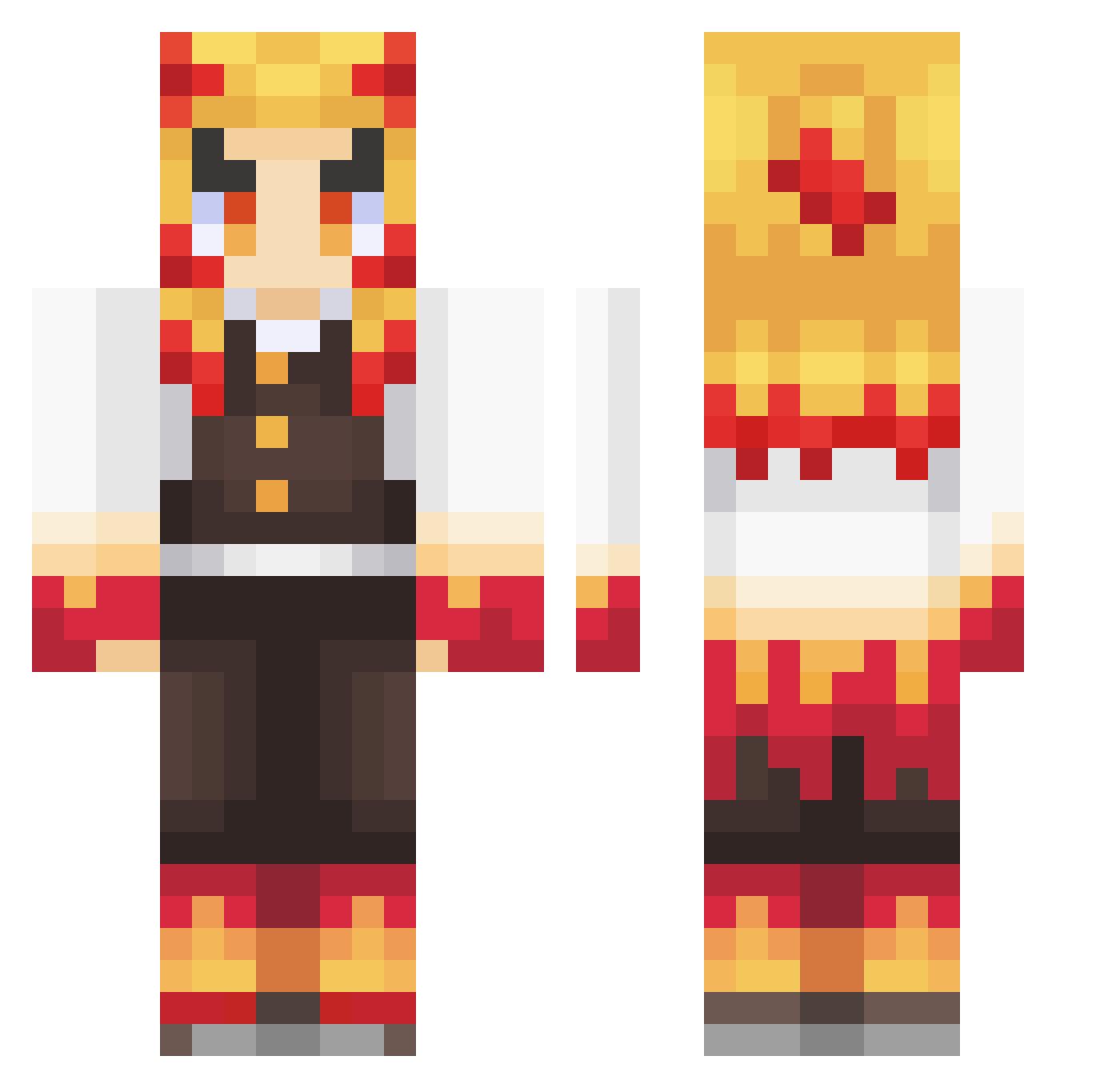 Hashwell Minecraft skin, front and back view