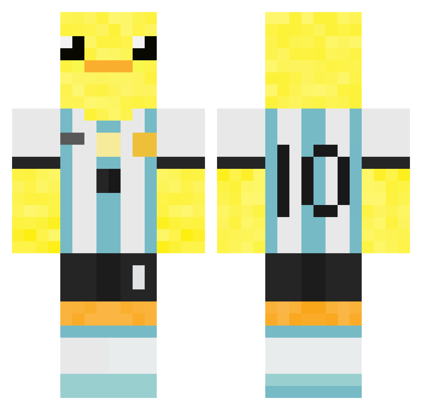 Oliveman728 Minecraft skin, front and back view