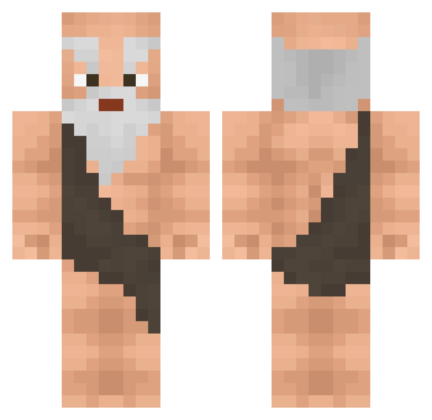 adrianistderking Minecraft skin, front and back view