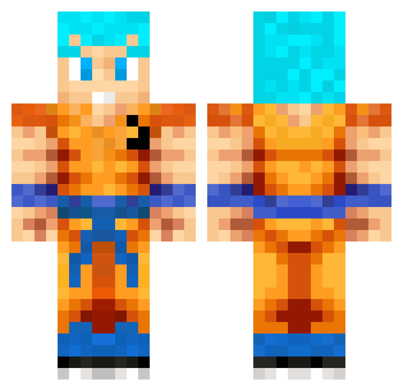 Stiletto Minecraft skin, front and back view