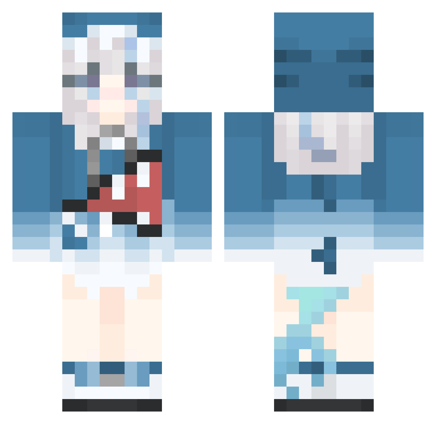 NeonGenesis01 Minecraft skin, front and back view