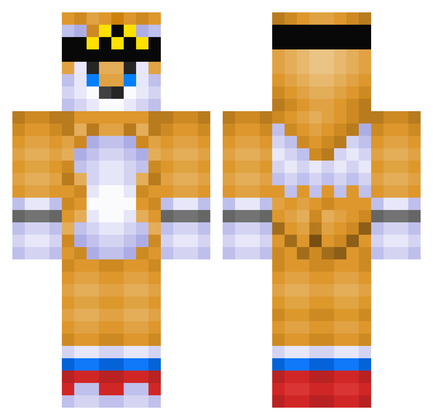 seacrets Minecraft skin, front and back view