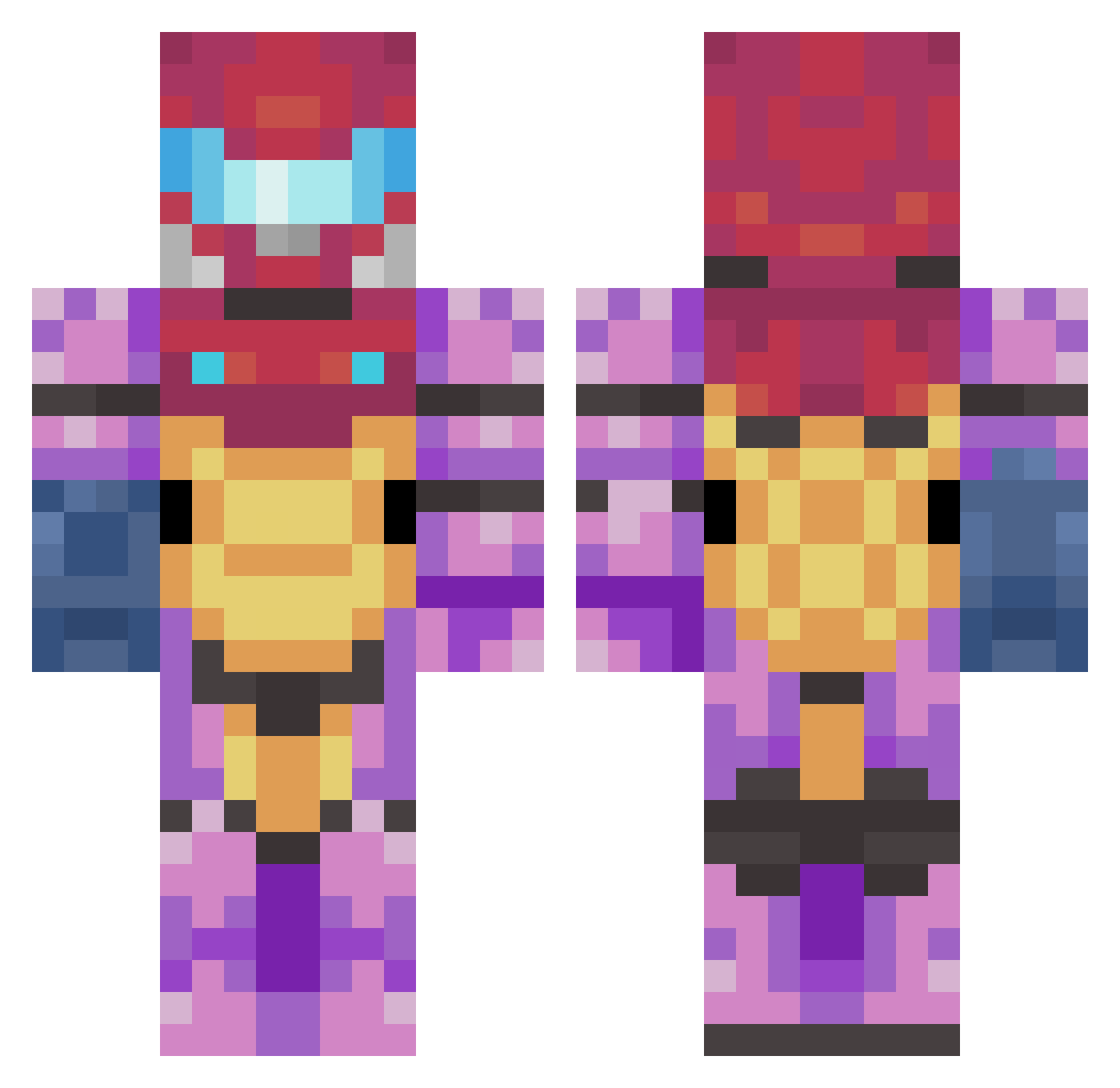 Lesgothanos Minecraft skin, front and back view