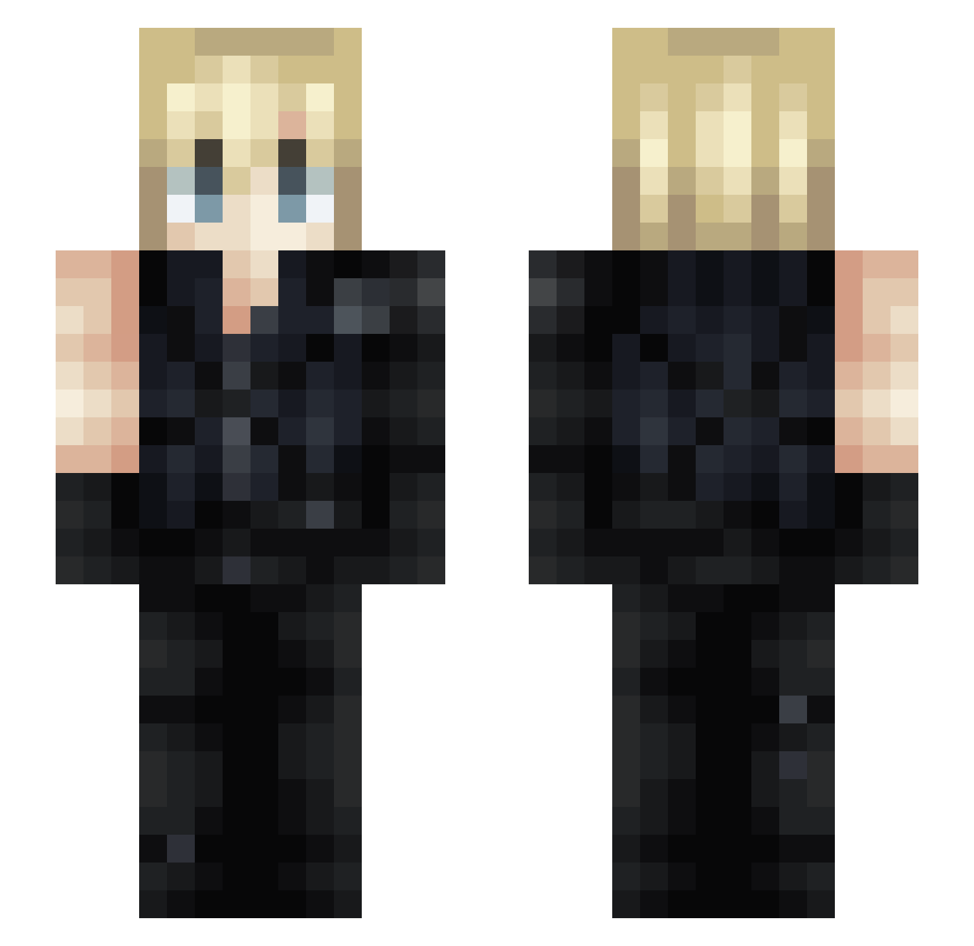 Qusek Minecraft skin, front and back view