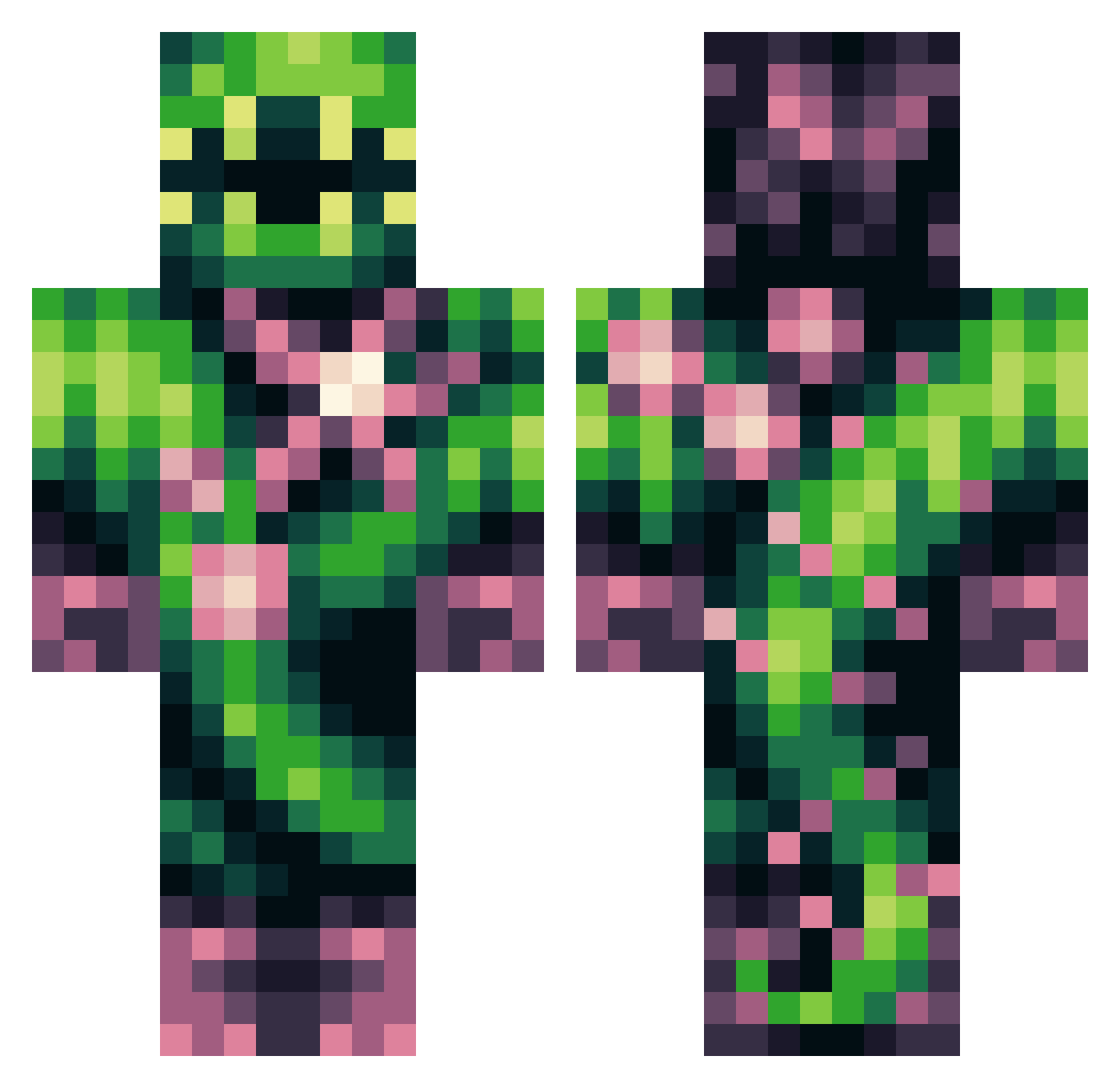 PlazmaPirate Minecraft skin, front and back view