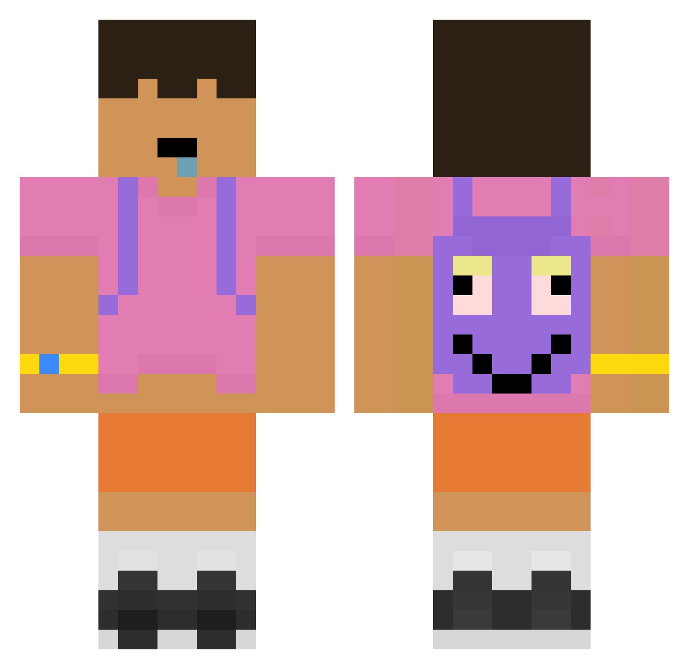 elCartras Minecraft skin, front and back view