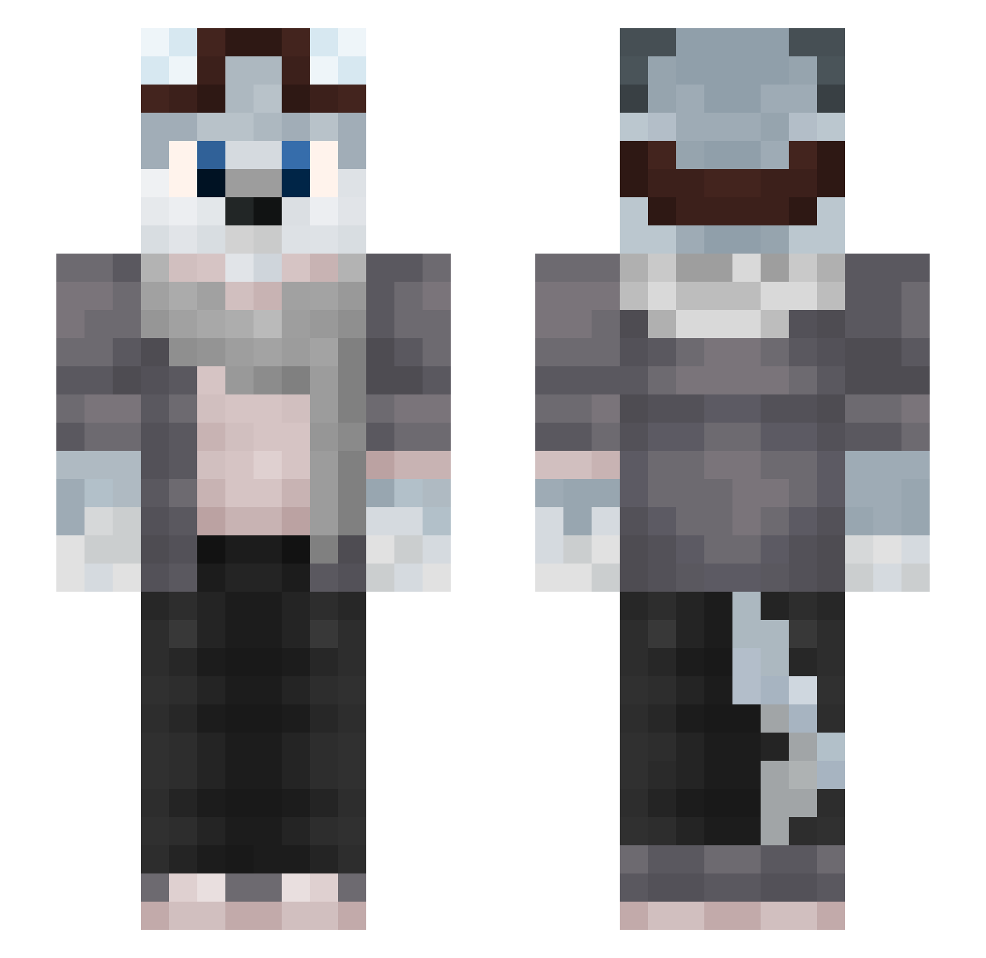 GreyTheBlizzard Minecraft skin, front and back view