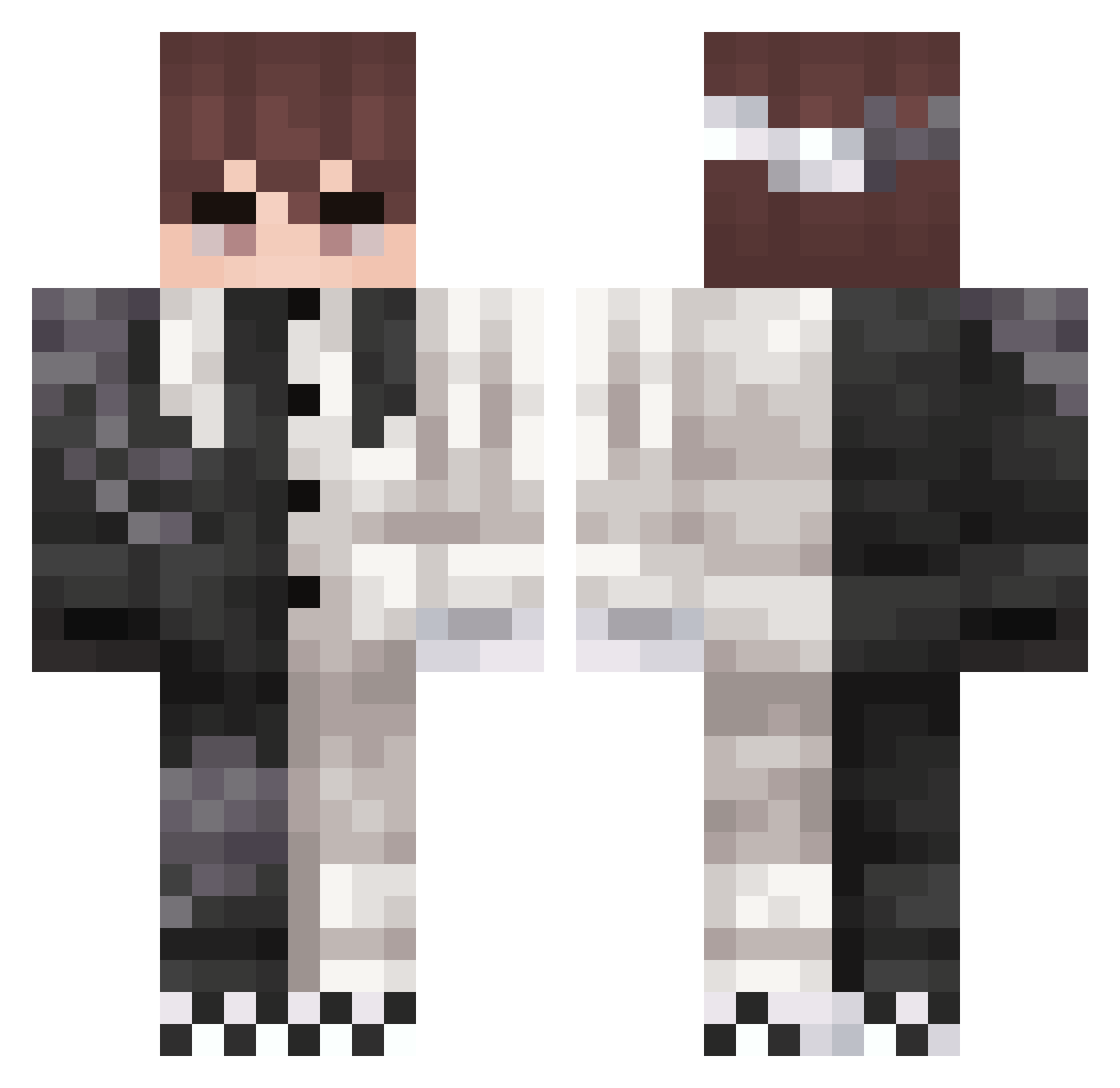 L2kitu Minecraft skin, front and back view