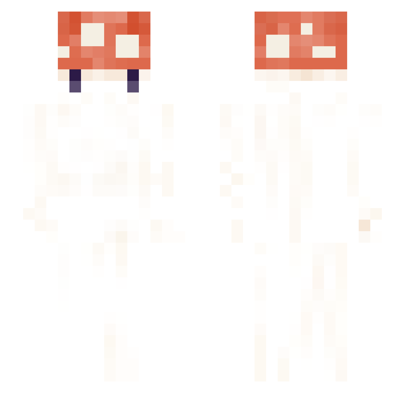 milkuv Minecraft skin, front and back view