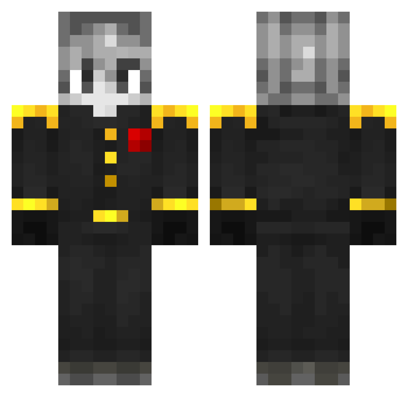 Greolode Minecraft skin, front and back view