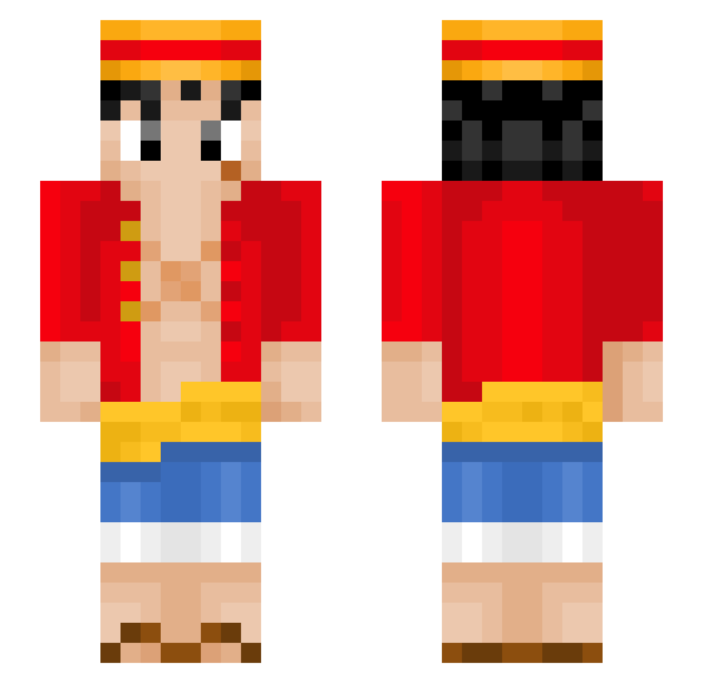 Rxsrv Minecraft skin, front and back view