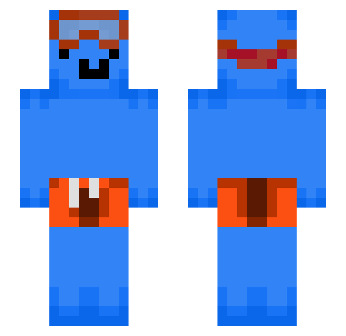 eayes Minecraft skin, front and back view