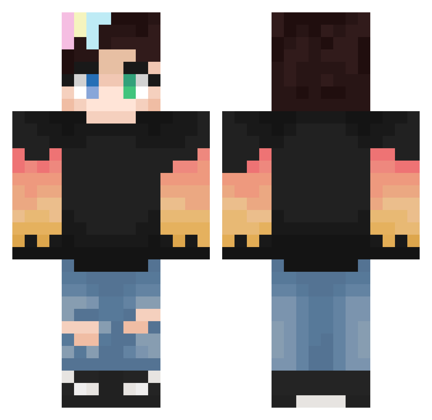 MoonsClouds Minecraft skin, front and back view