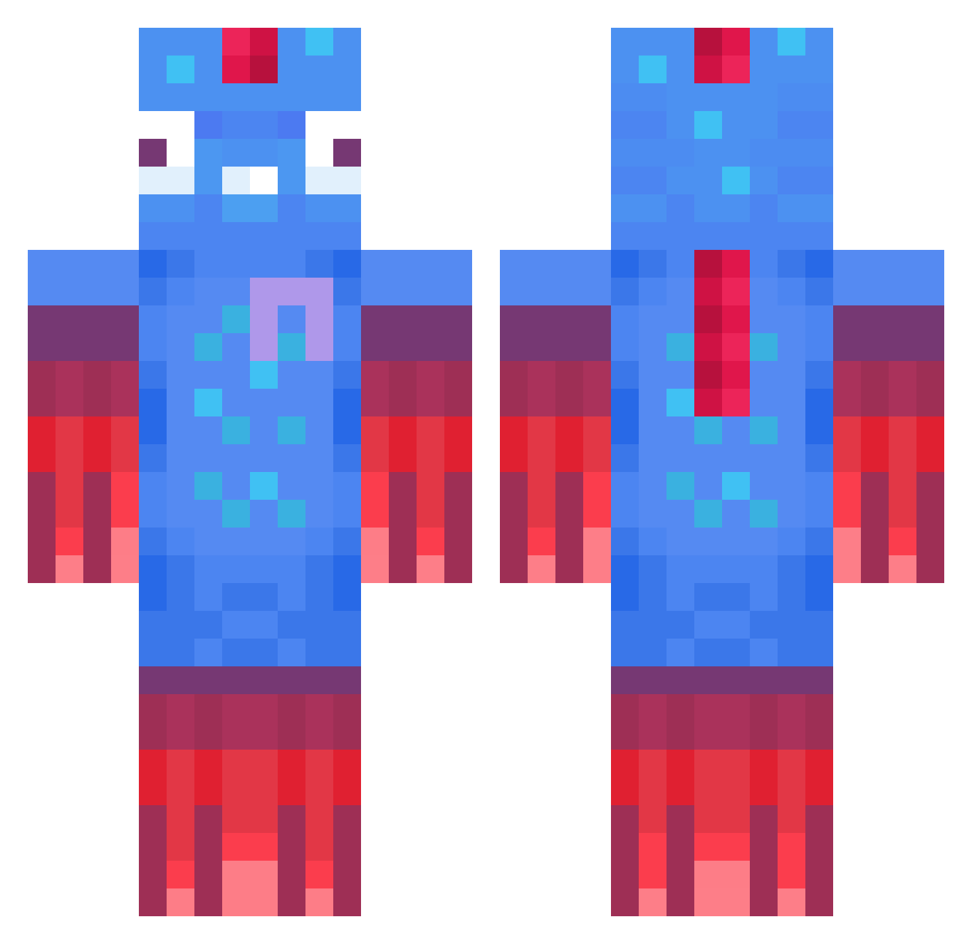 HermitStorage Minecraft skin, front and back view