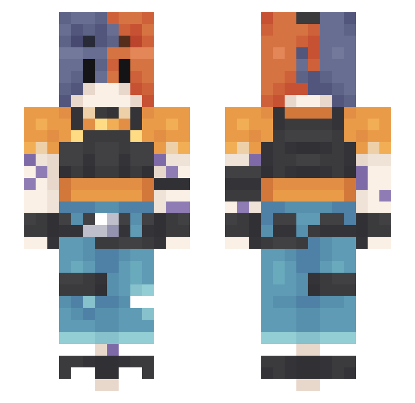 CakeKing64 Minecraft skin, front and back view
