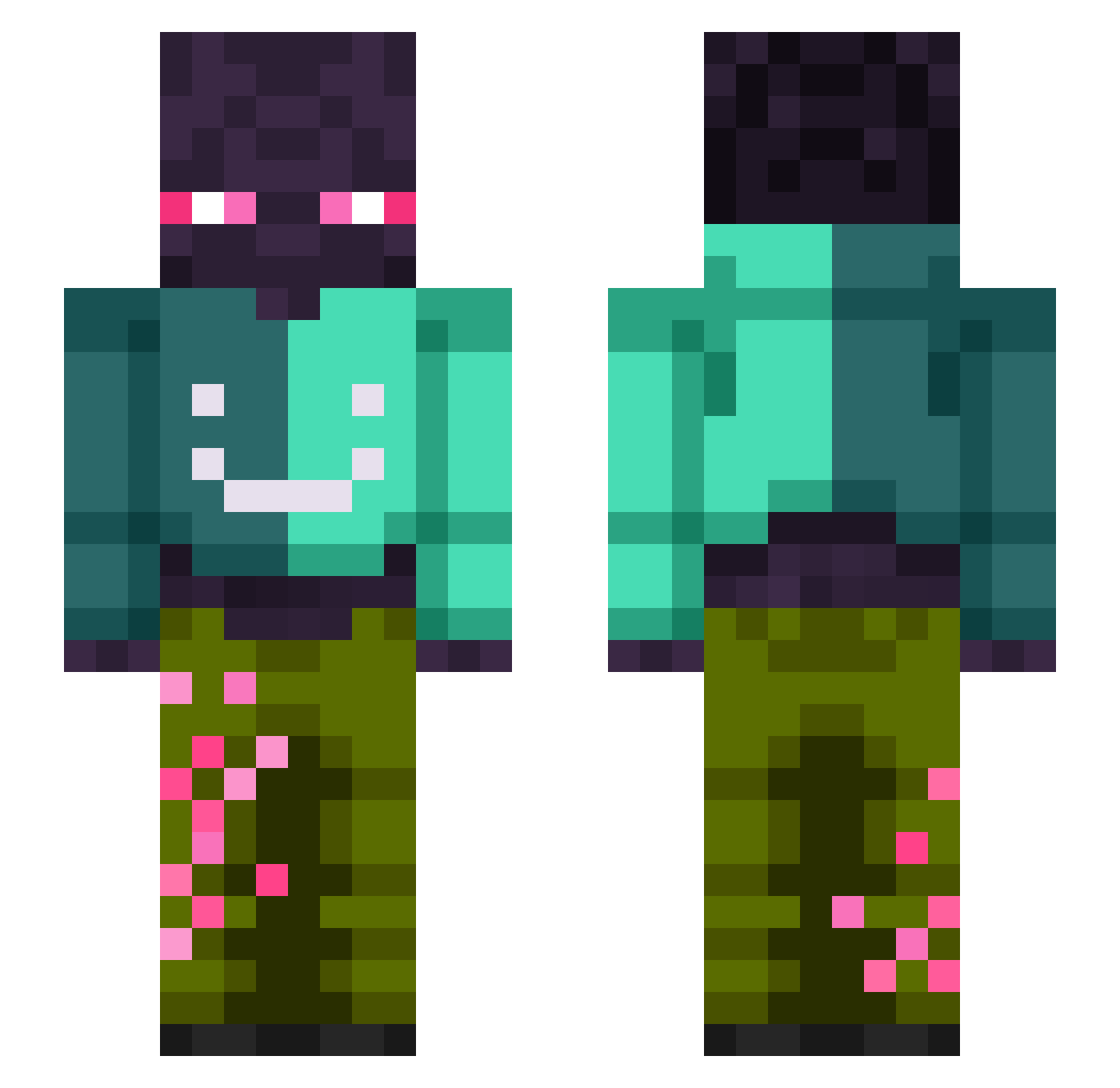 Wonderweich Minecraft skin, front and back view