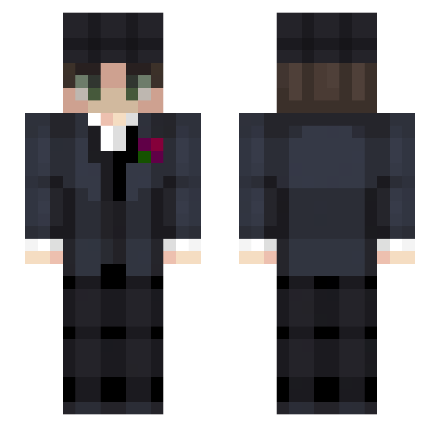 Platincoin Minecraft skin, front and back view