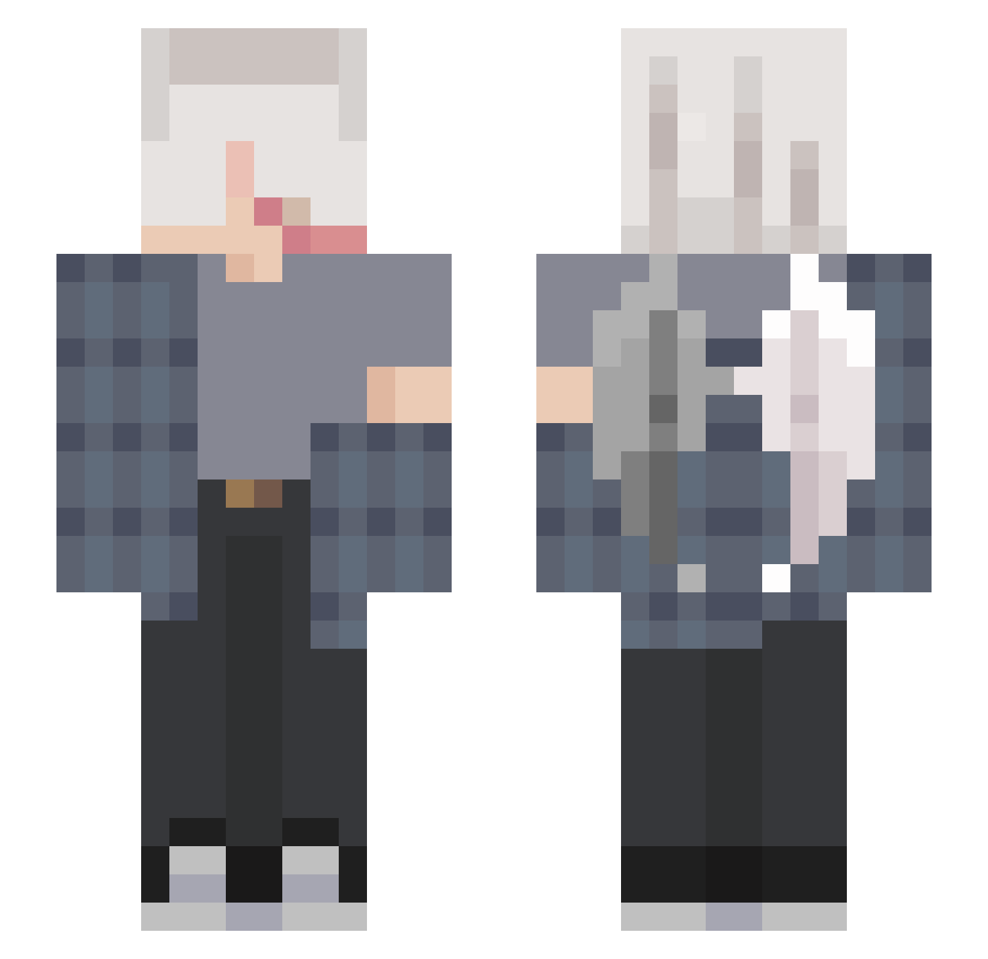 Darkano8s Minecraft skin, front and back view