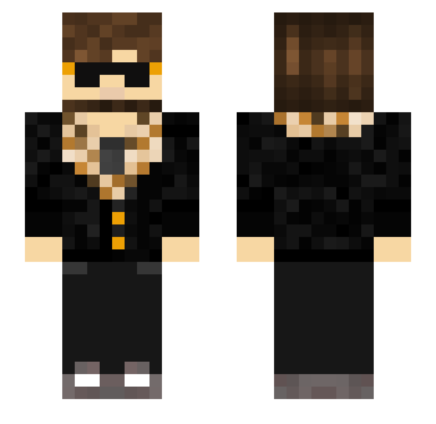 Partykekz Minecraft skin, front and back view