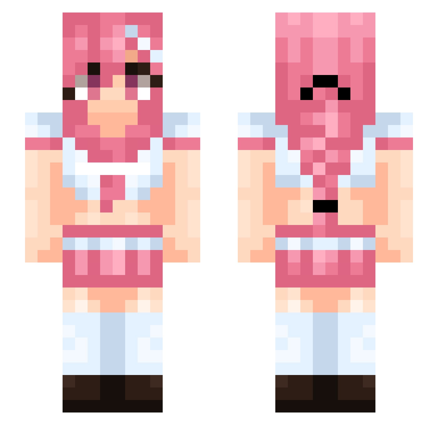 Unswerving Minecraft skin, front and back view