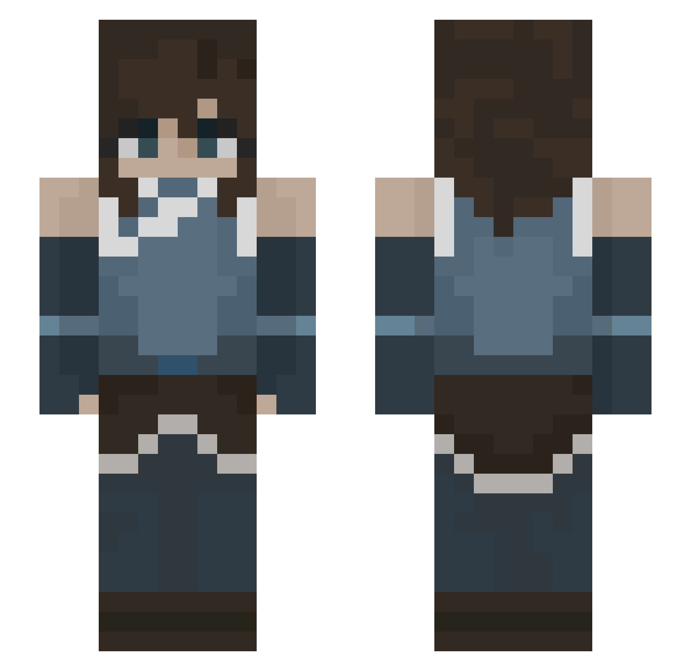 Jaw1k Minecraft skin, front and back view