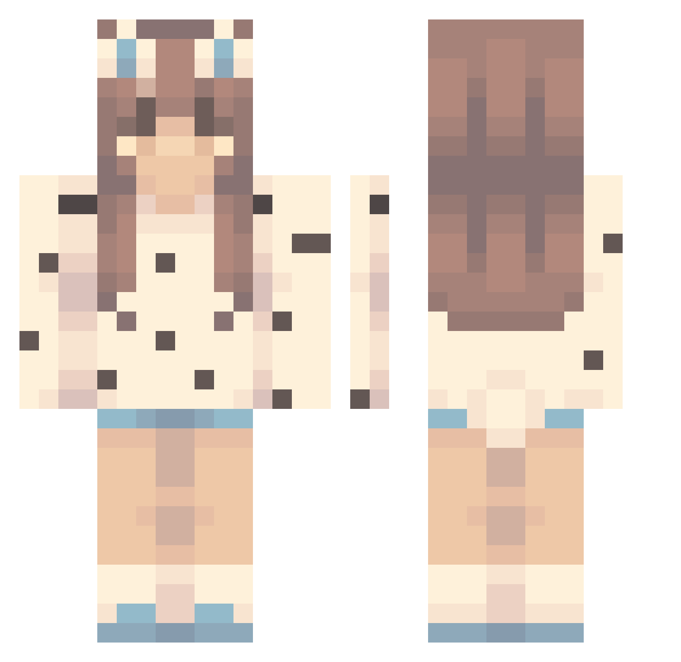 lucietje Minecraft skin, front and back view