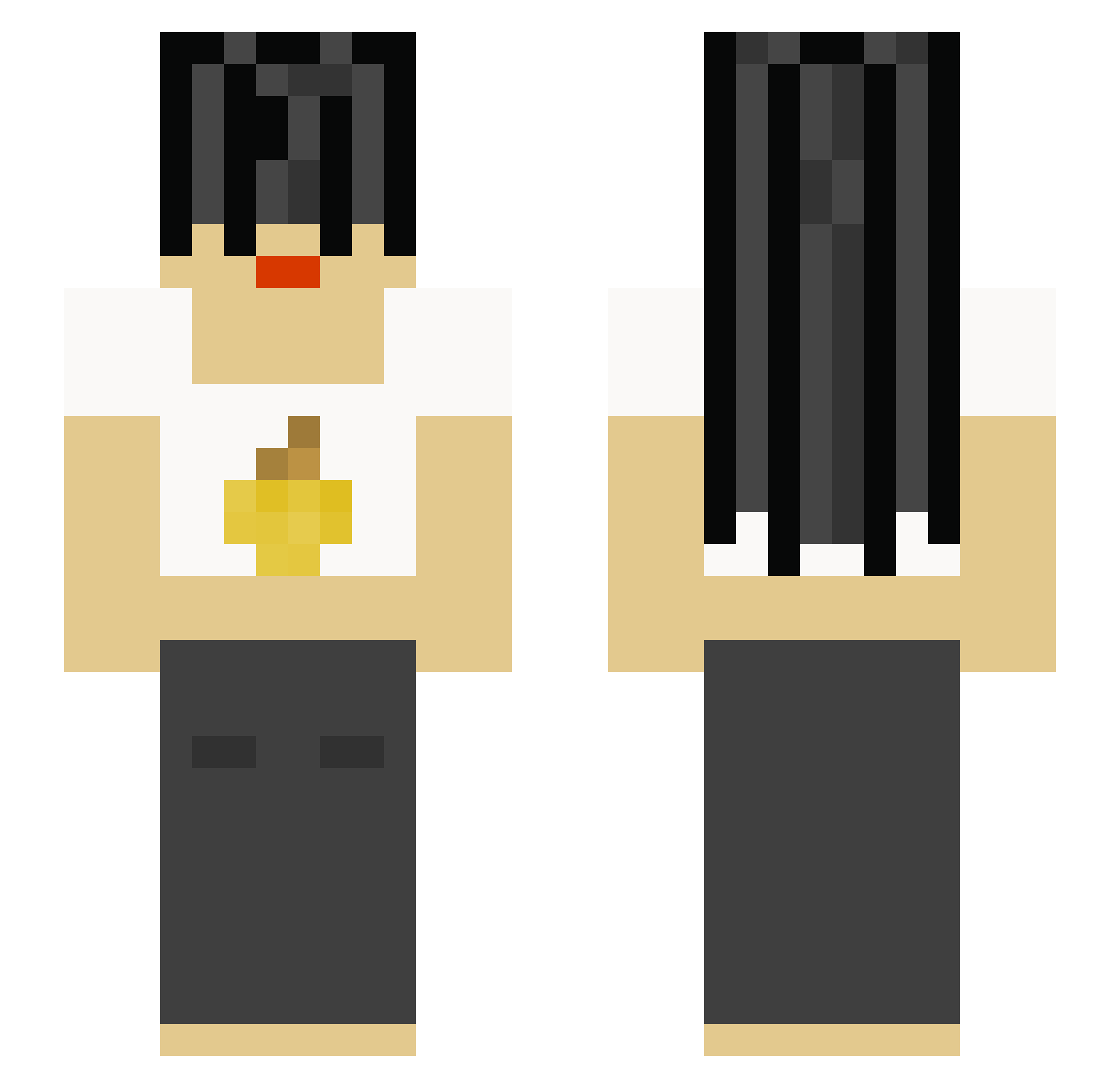 GustiPVP Minecraft skin, front and back view
