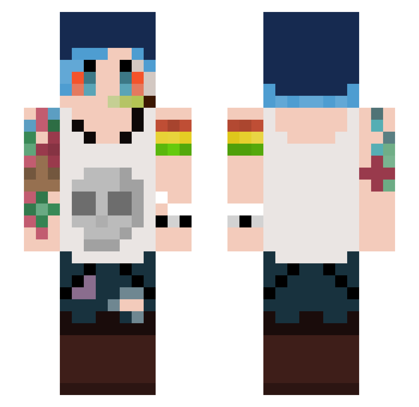 Pritzvort Minecraft skin, front and back view