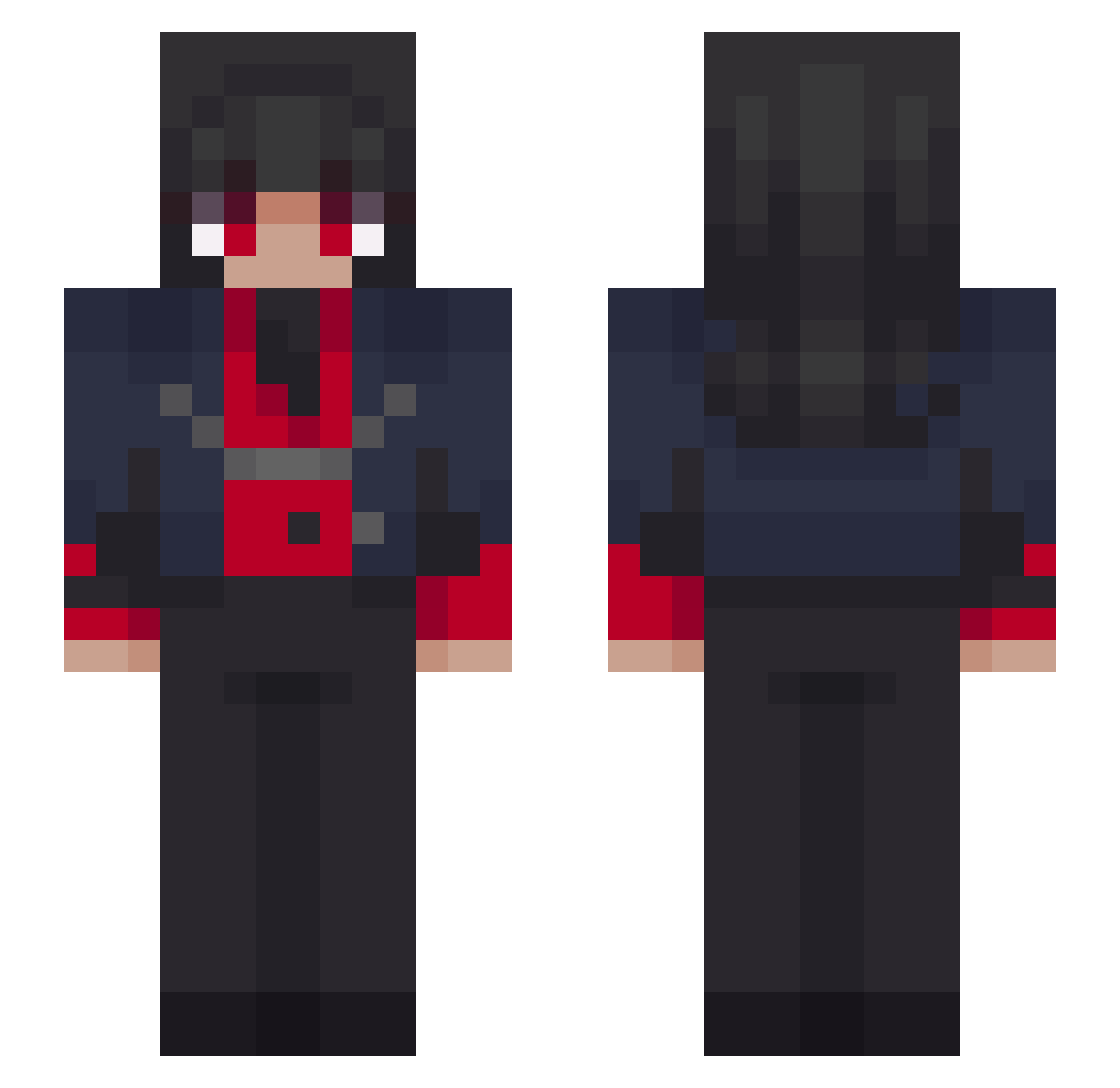 ZiZ0e Minecraft skin, front and back view