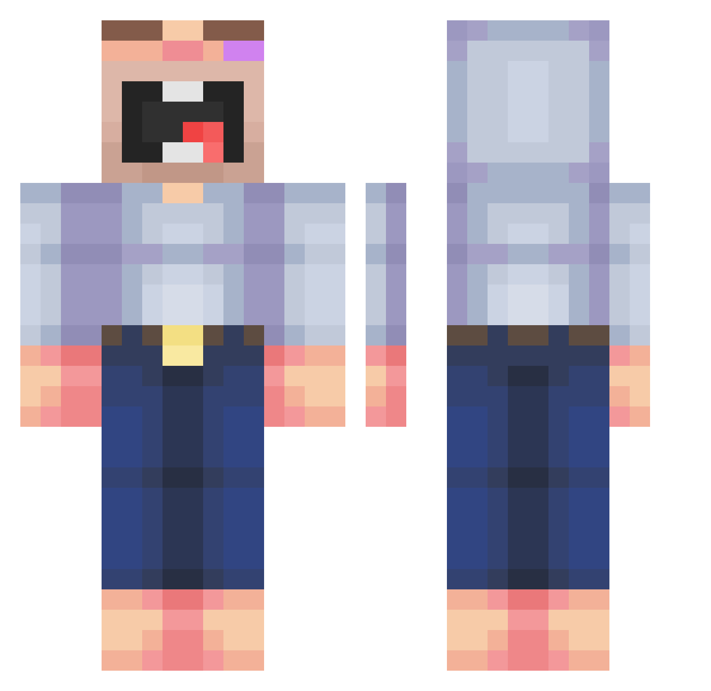 BrokeTVGER Minecraft skin, front and back view