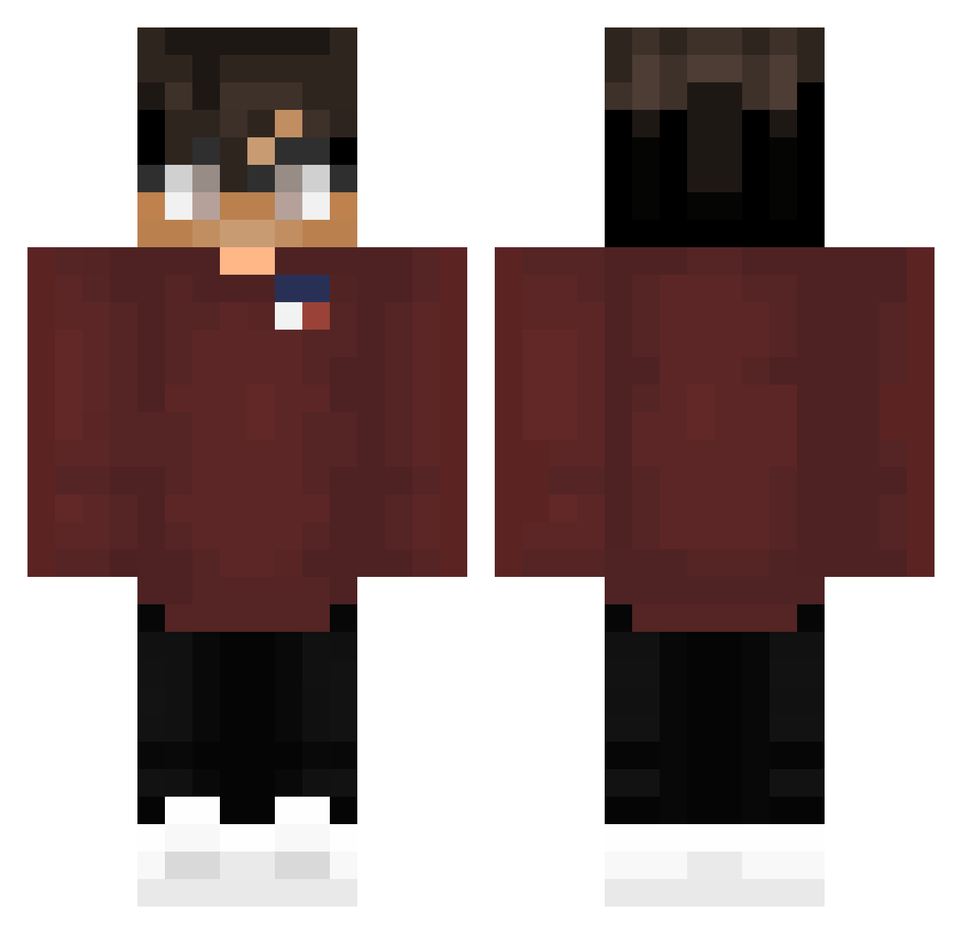 PoetHD Minecraft skin, front and back view